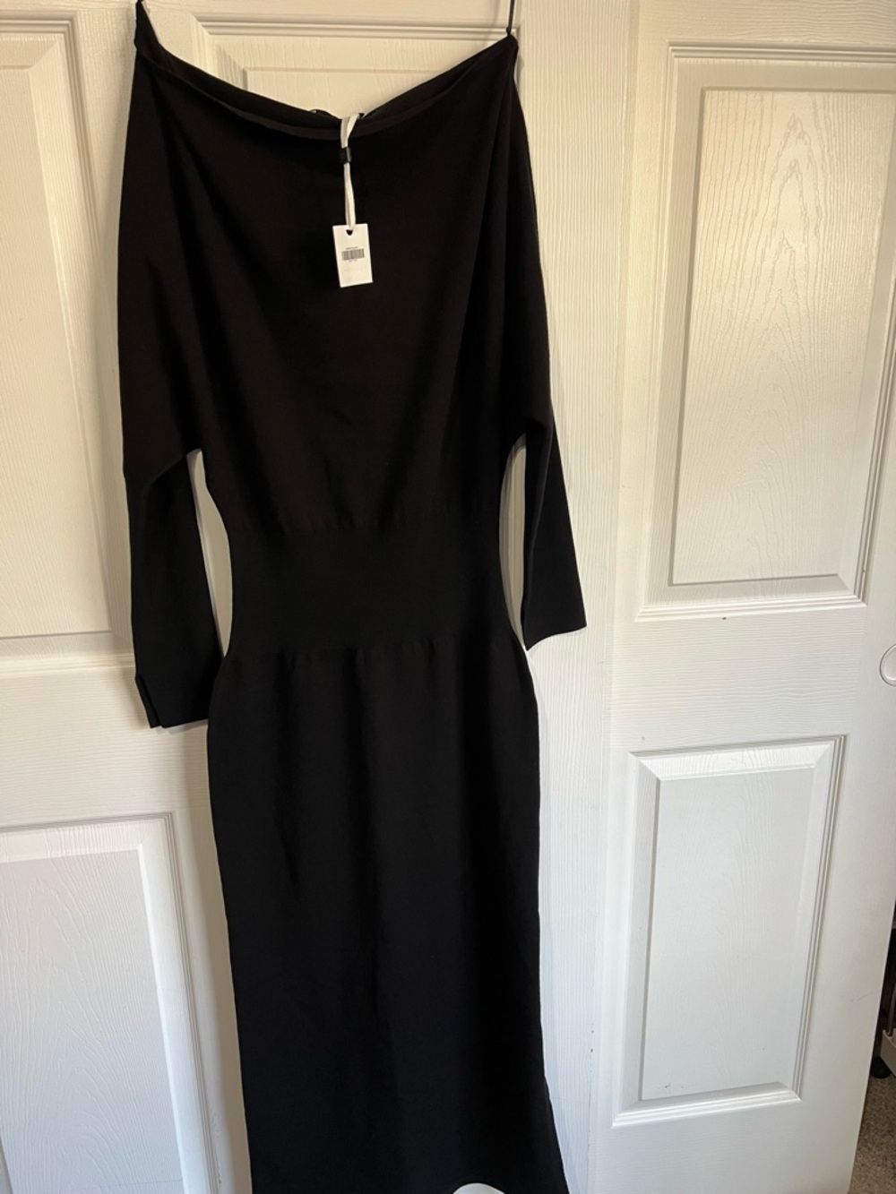 Jonathan Simkhai Black Off-the-Shoulder Long Sleeve Midi Dress
